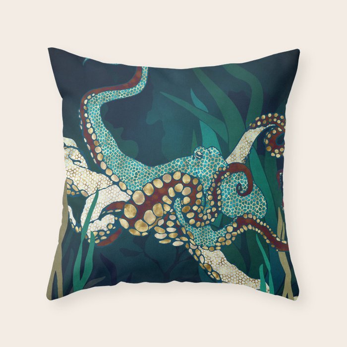 Metallic Octopus V Throw Pillow Gallery Image 6