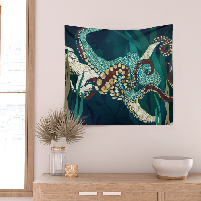 Metallic Octopus V Wall Tapestry Gallery Image 2