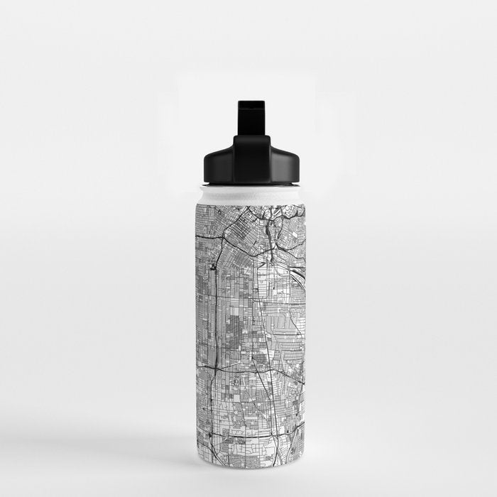 Los Angeles White Map Water Bottle Gallery Image 2