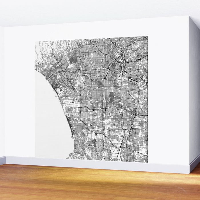 Los Angeles White Map Wall Mural Gallery Image 2
