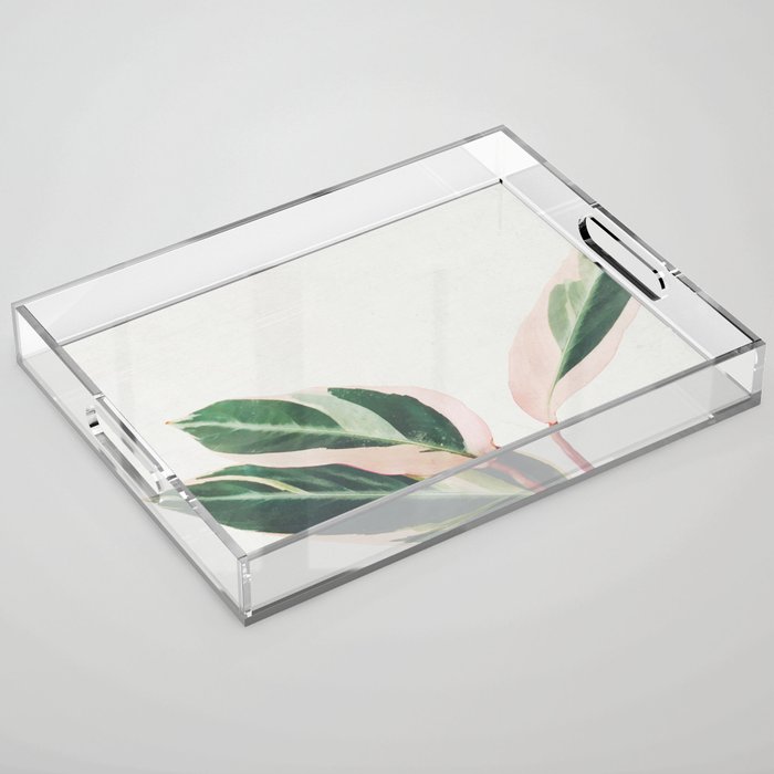 Pink Leaves III Acrylic Tray Gallery Image 1