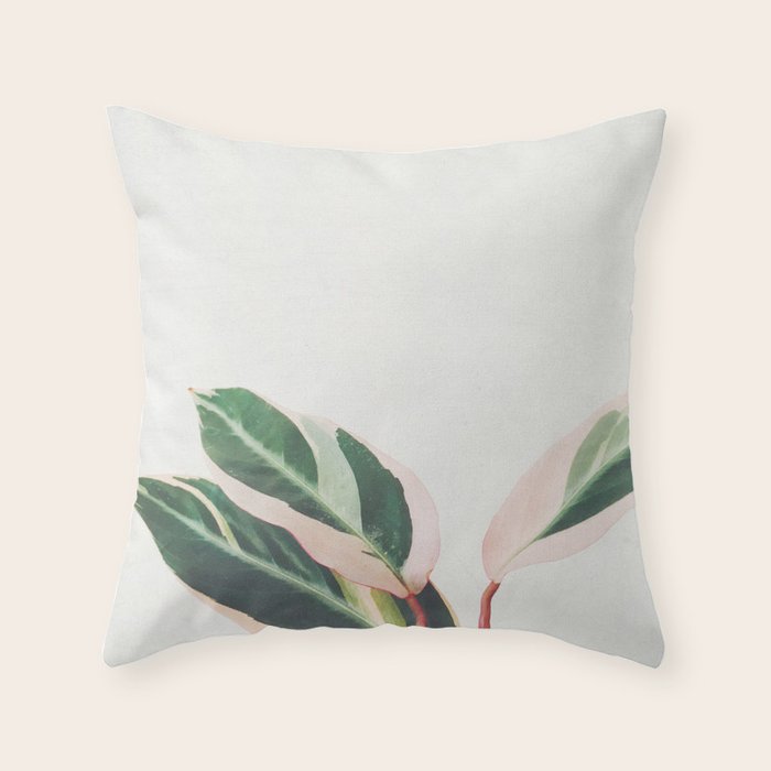 Pink Leaves III Throw Pillow Gallery Image 1