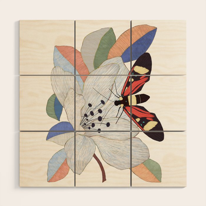 Magnolia flower and insect Wood Wall Art Gallery Image 1
