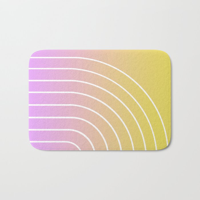 Ombre Arch IV Pink Yellow Sunrise Gradient Modern Geometric Lines Bath Mat Gallery Image 1