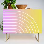 Ombre Arch IV Pink Yellow Sunrise Gradient Modern Geometric Lines Credenza Gallery Image 1