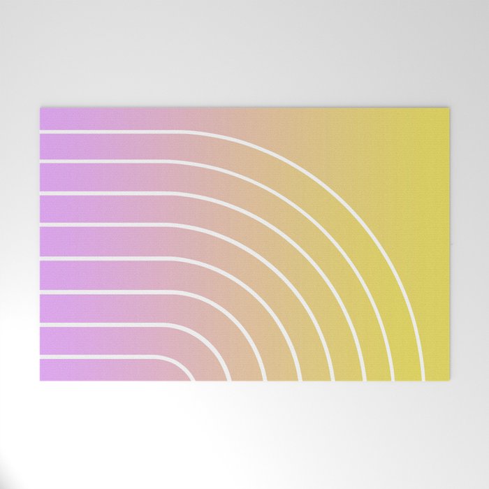 Ombre Arch IV Pink Yellow Sunrise Gradient Modern Geometric Lines Welcome Mat Gallery Image 1