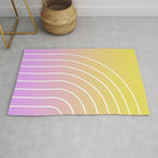 Ombre Arch IV Pink Yellow Sunrise Gradient Modern Geometric Lines Rug Gallery Image 1