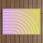 Ombre Arch IV Pink Yellow Sunrise Gradient Modern Geometric Lines Outdoor Rug Gallery Image 1