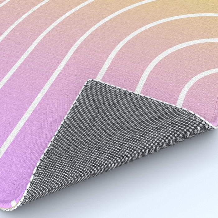 Ombre Arch IV Pink Yellow Sunrise Gradient Modern Geometric Lines Rug Gallery Image 4