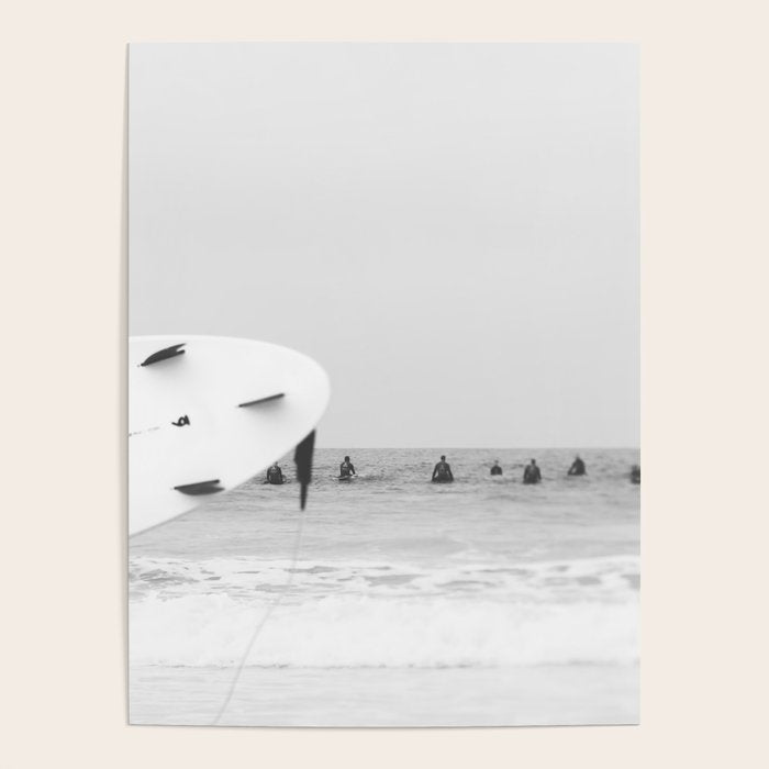 Catch a Wave - Abstract Surf Board photography - Black and White Surfer - Ocean Sea Travel photo Poster Gallery Image 1