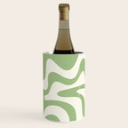 Retro Liquid Swirl Abstract Pattern in Light Sage Green and Cream Wine Chiller Gallery Image 3