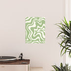 Retro Liquid Swirl Abstract Pattern in Light Sage Green and Cream Poster Gallery Image 2