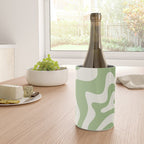 Retro Liquid Swirl Abstract Pattern in Light Sage Green and Cream Wine Chiller Gallery Image 4
