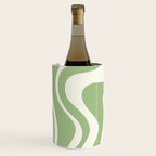 Retro Liquid Swirl Abstract Pattern in Light Sage Green and Cream Wine Chiller Gallery Image 2