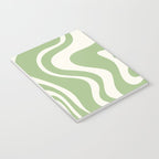 Retro Liquid Swirl Abstract Pattern in Light Sage Green and Cream Notebook Gallery Image 3