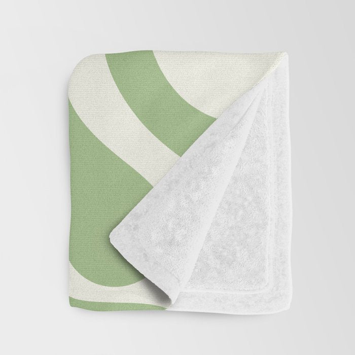 Retro Liquid Swirl Abstract Pattern in Light Sage Green and Cream Throw Blanket Gallery Image 3