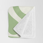 Retro Liquid Swirl Abstract Pattern in Light Sage Green and Cream Throw Blanket Gallery Image 3