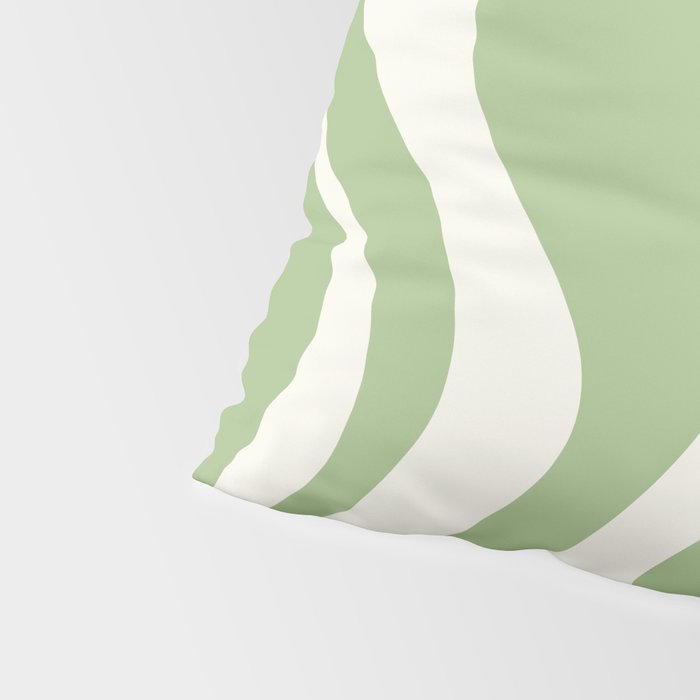 Retro Liquid Swirl Abstract Pattern in Light Sage Green and Cream Pillow Sham Gallery Image 4