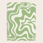 Retro Liquid Swirl Abstract Pattern in Light Sage Green and Cream Poster Gallery Image 4