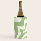 Retro Liquid Swirl Abstract Pattern in Light Sage Green and Cream Wine Chiller Gallery Image 1