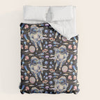 Spaceman Fungi Planets - black Duvet Cover Gallery Image 6
