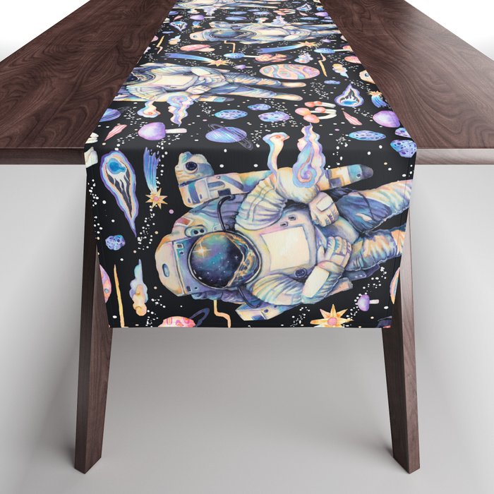 Spaceman Fungi Planets - black Table Runner Gallery Image 1