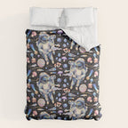Spaceman Fungi Planets - black Comforter Gallery Image 6