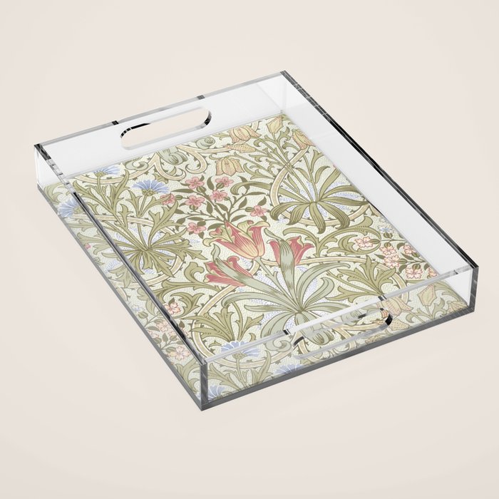 William Morris Woodland Weeds Pastel Floral Acrylic Tray Gallery Image 1