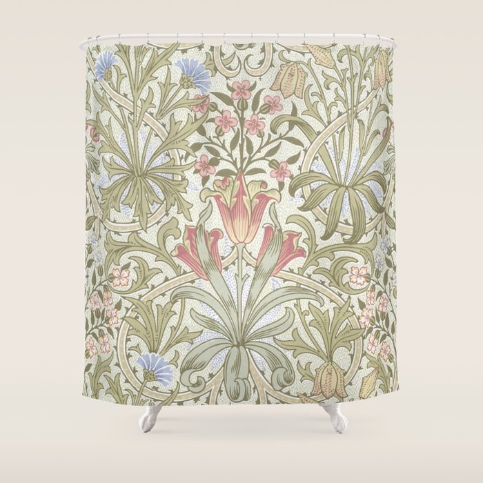 William Morris Woodland Weeds Pastel Floral Shower Curtain Gallery Image 1