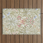 William Morris Woodland Weeds Pastel Floral Outdoor Rug Gallery Image 1