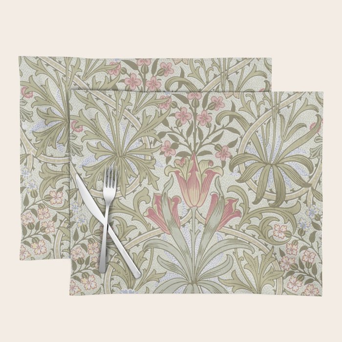 William Morris Woodland Weeds Pastel Floral Placemat Gallery Image 1