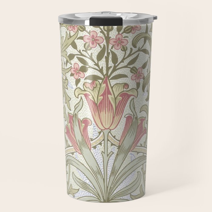 William Morris Woodland Weeds Pastel Floral Travel Mug Gallery Image 1