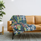 Succulent Garden Navy Throw Blanket Gallery Image 1
