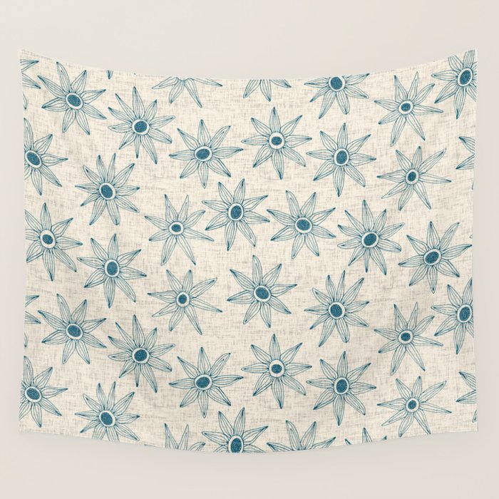 sema cream blue Wall Tapestry Gallery Image 4
