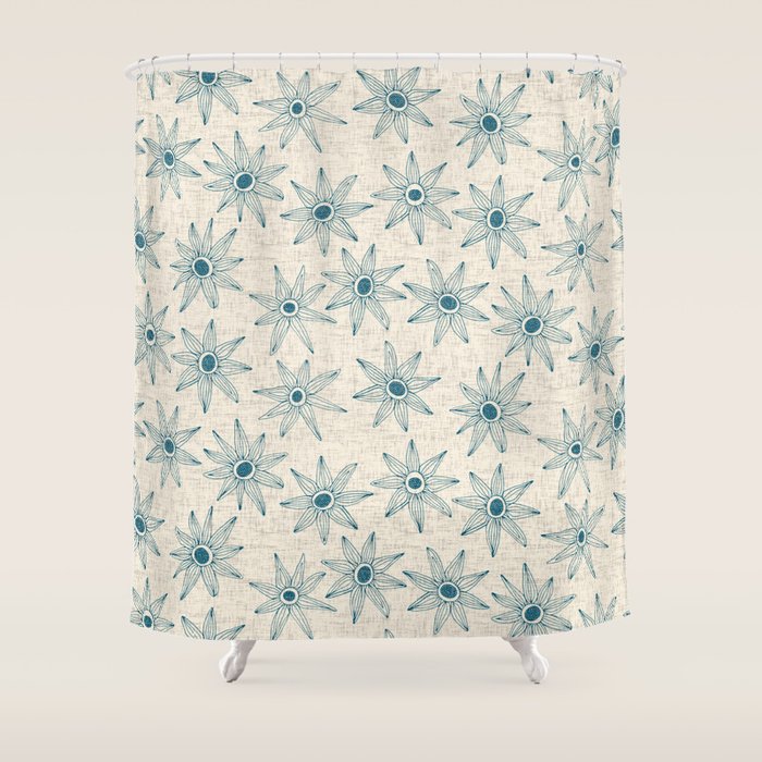 sema cream blue Shower Curtain Gallery Image 1