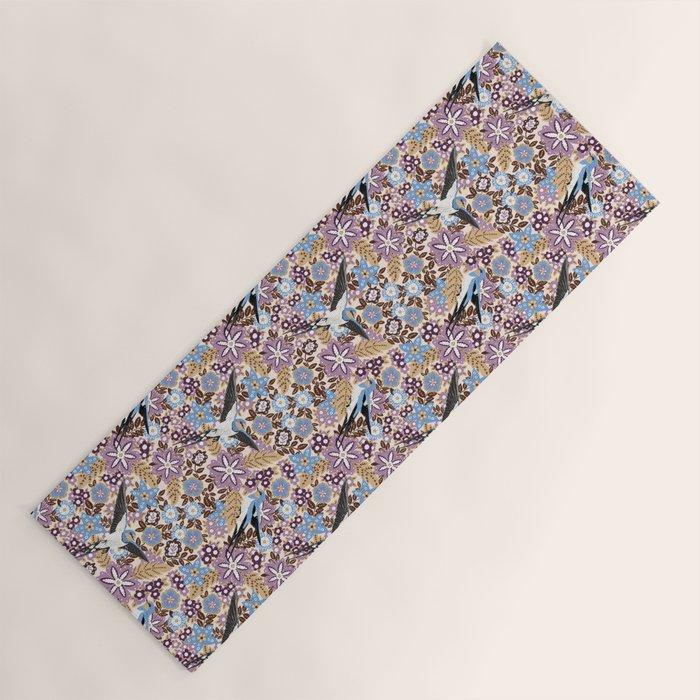 Vintage Floral Swallow Yoga Mat Gallery Image 1