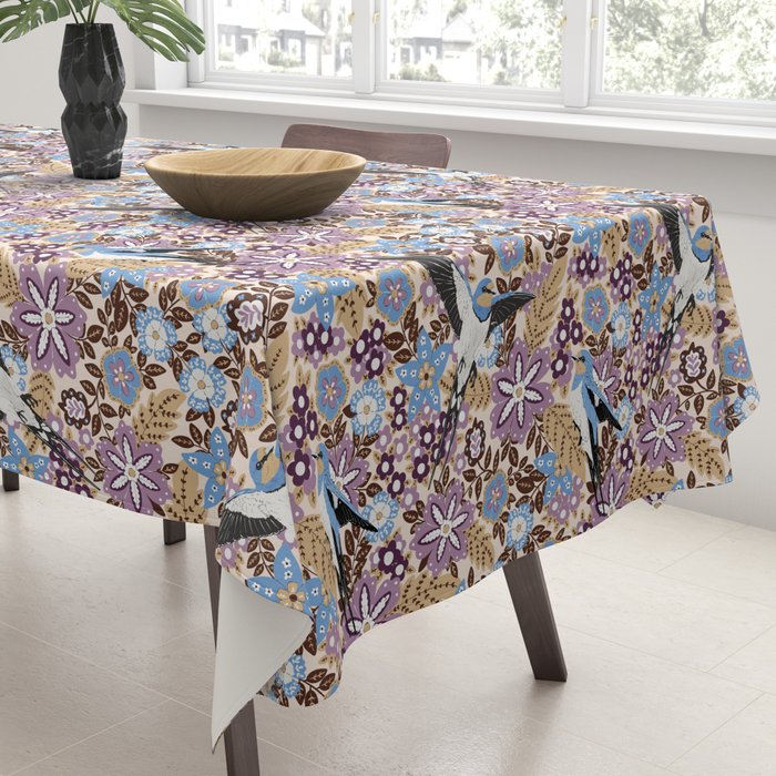 Vintage Floral Swallow Tablecloth Gallery Image 3
