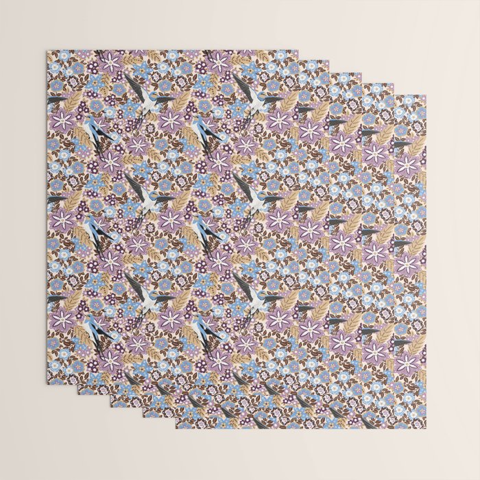 Vintage Floral Swallow Wrapping Paper Gallery Image 3
