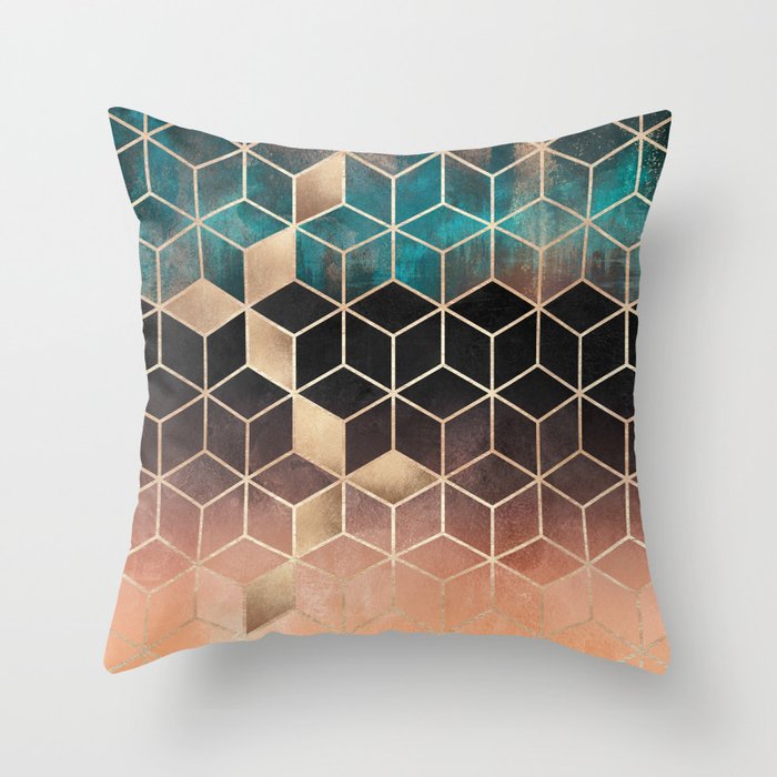 Ombre Dream Cubes Throw Pillow Gallery Image 1