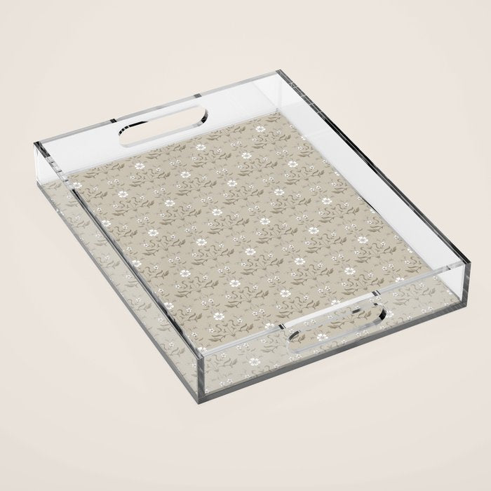 Vintage Cafe Floral - Oat Acrylic Tray Gallery Image 1