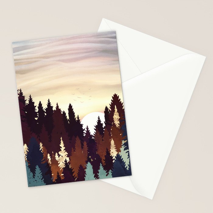 Autumn Forest Sunset Stationery Card Gallery Image 2