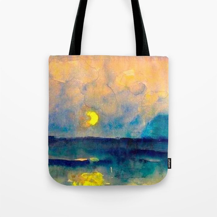 Yellow Moon (Over the Sea) landscape painting by Emil Nolde Tote Bag Gallery Image 1