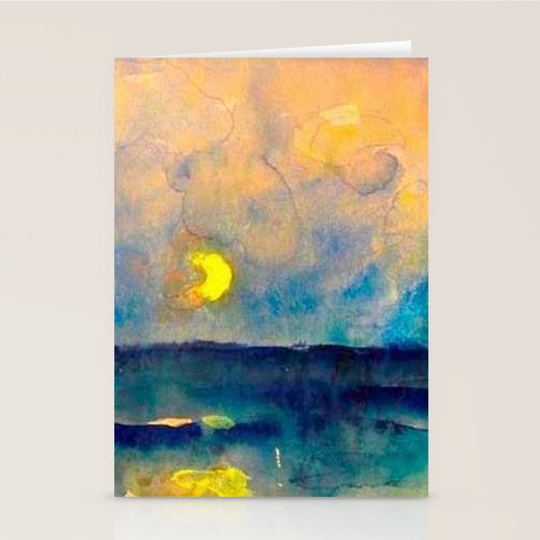 Yellow Moon (Over the Sea) landscape painting by Emil Nolde Stationery Card Gallery Image 2