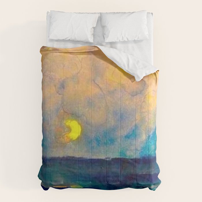Yellow Moon (Over the Sea) landscape painting by Emil Nolde Comforter Gallery Image 6