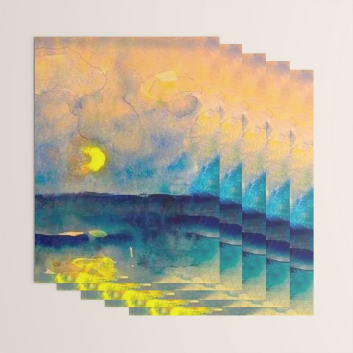 Yellow Moon (Over the Sea) landscape painting by Emil Nolde Wrapping Paper Gallery Image 3