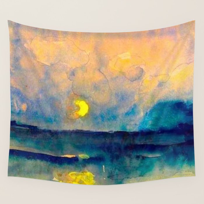 Yellow Moon (Over the Sea) landscape painting by Emil Nolde Wall Tapestry Gallery Image 4