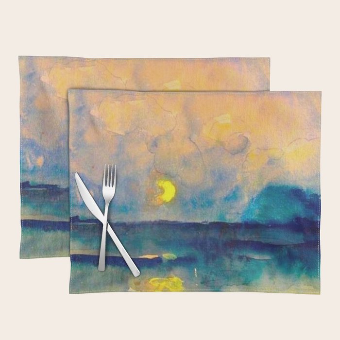 Yellow Moon (Over the Sea) landscape painting by Emil Nolde Placemat Gallery Image 1