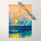 Yellow Moon (Over the Sea) landscape painting by Emil Nolde Wrapping Paper Gallery Image 1