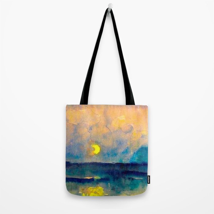 Yellow Moon (Over the Sea) landscape painting by Emil Nolde Tote Bag Gallery Image 2
