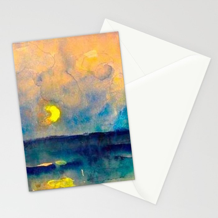 Yellow Moon (Over the Sea) landscape painting by Emil Nolde Stationery Card Gallery Image 2